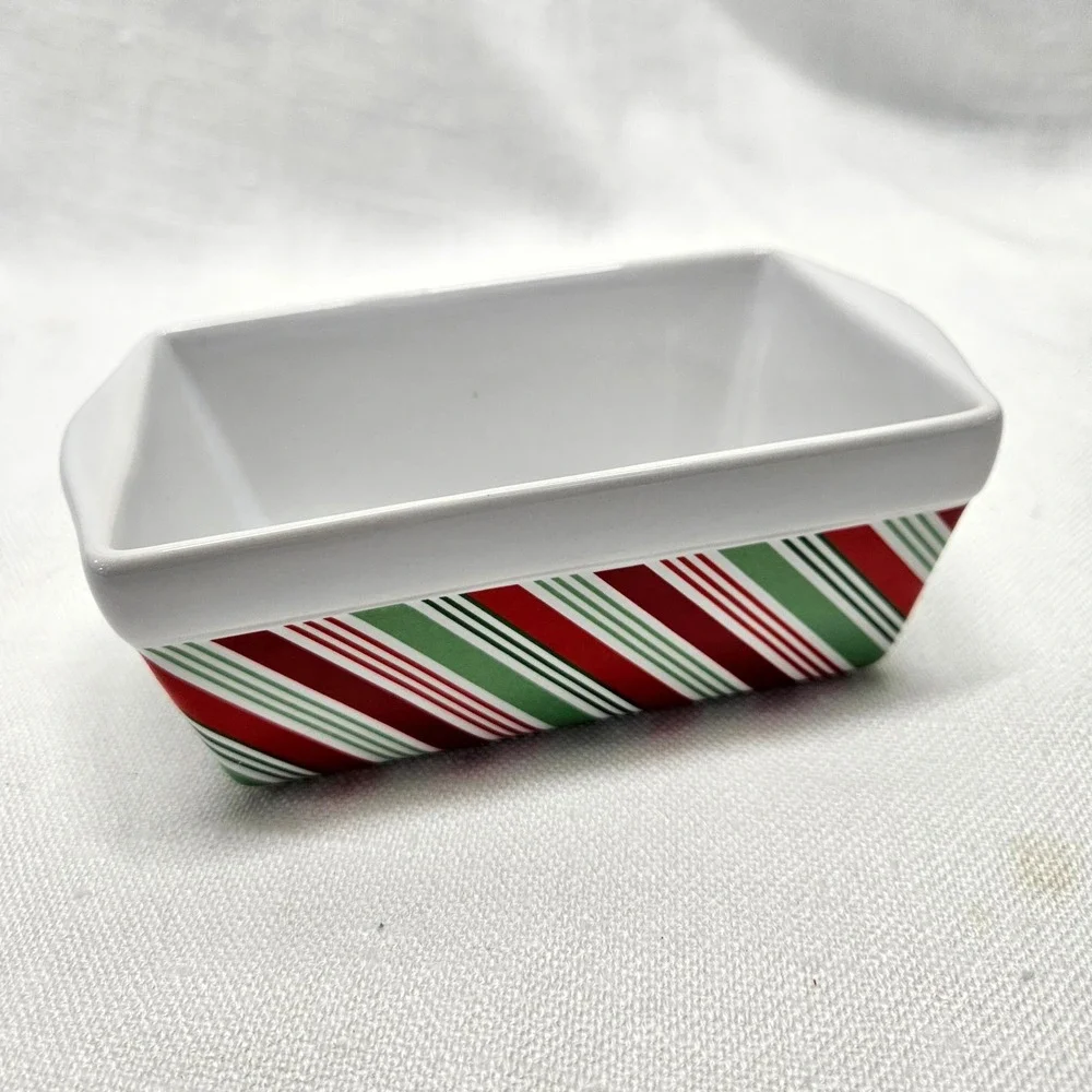 Holiday Mini Loaf Pan Set of 4 Mini Multicolor Ceramic Christmas Decor baking‎